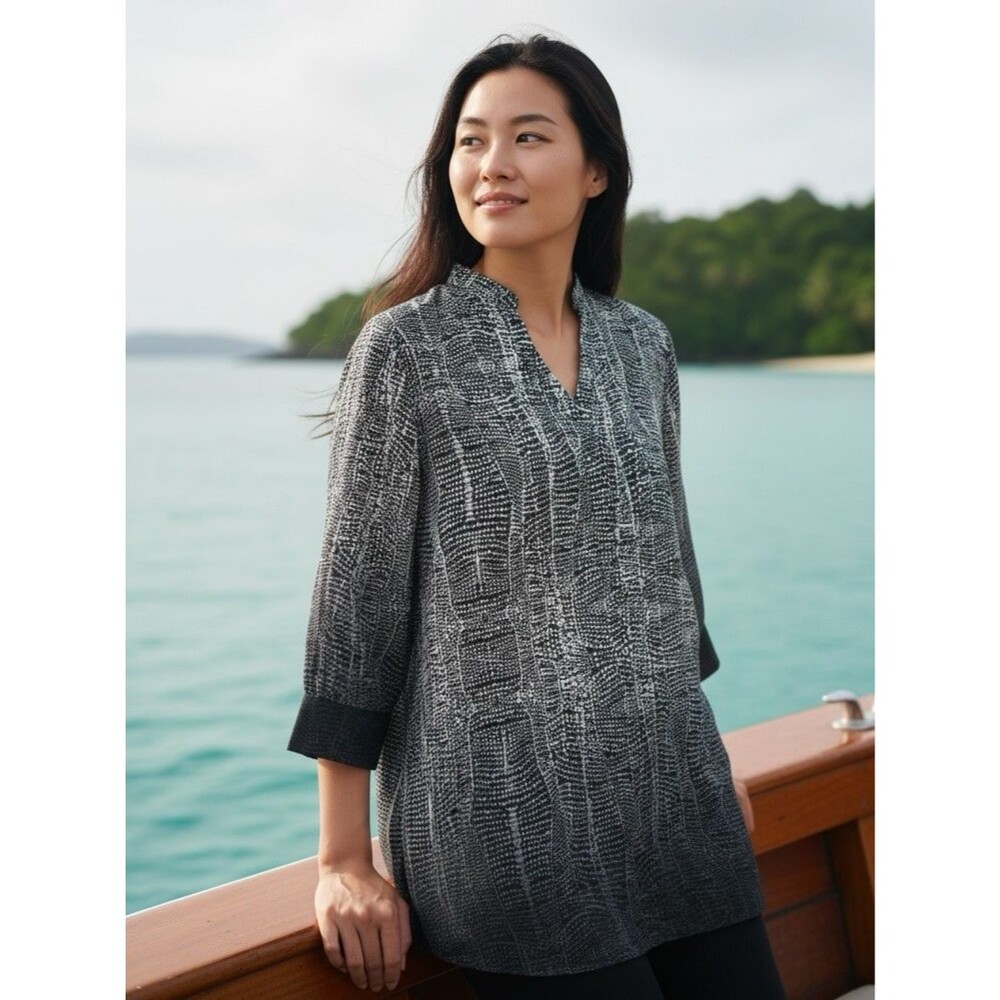 Soft Surroundings NEW womens black colorblock fade Medium summer lightweight